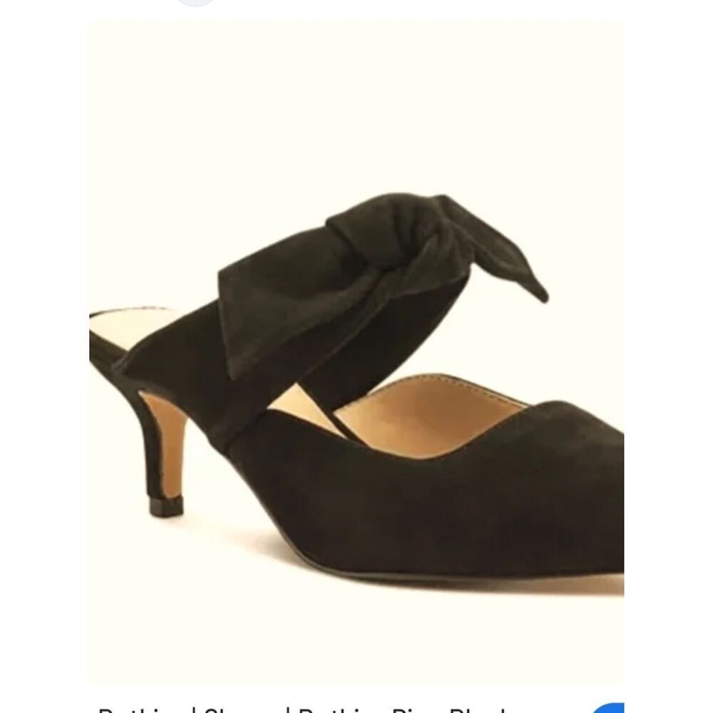 Botkier Pina Black Suede Mules With Bowknot